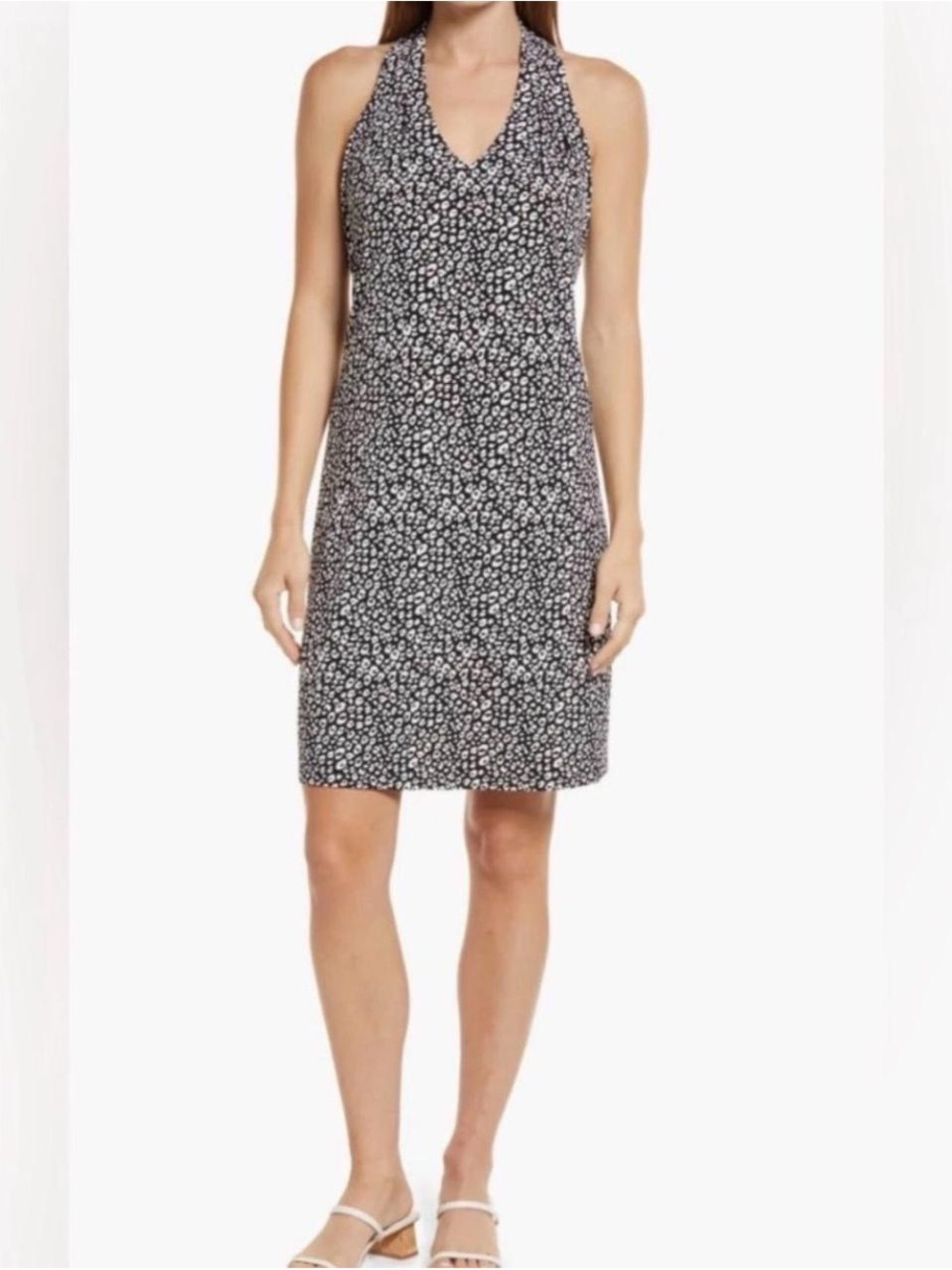 Tommy Bahama Black & White Printed Halter Midi Dress